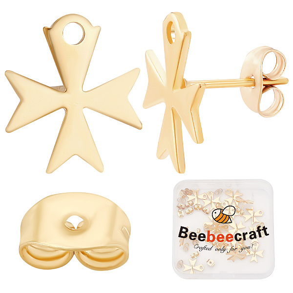 

PandaHall Beebeecraft 1 Box 30Pcs Flower Stud Earring Findings with Hole 24K Gold Plated Earring Post with Hole and 30Pcs Plastic Ear Nuts...