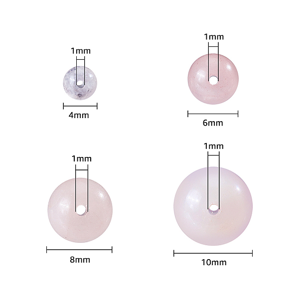 Hobbiesay 120 Stück 4 Größen Natürliche Rosenquarzperlen