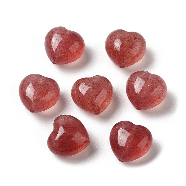 

PandaHall Natural Strawberry Quartz Beads, Heart, 11.5x12~12.5x7.5~8.5mm, Hole: 1~1.2mm Strawberry Quartz Heart