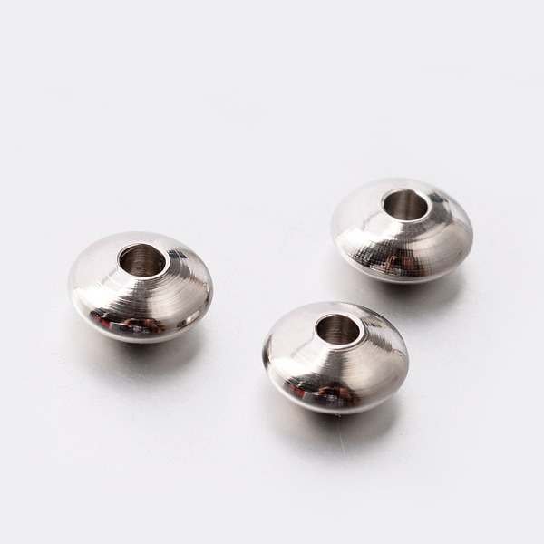 

PandaHall 201 Stainless Steel Rondelle Spacer Beads, Stainless Steel Color, 7x3.5mm, Hole: 2mm 201 Stainless Steel Rondelle