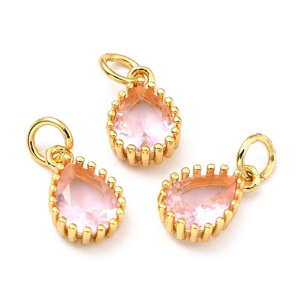 

PandaHall Brass Micro Pave Cubic Zirconia Pendants, Real 18K Gold Plated, Long-Lasting Plated, Teardrop, Pink, 12x7.5x3.5mm, Hole: 3mm...