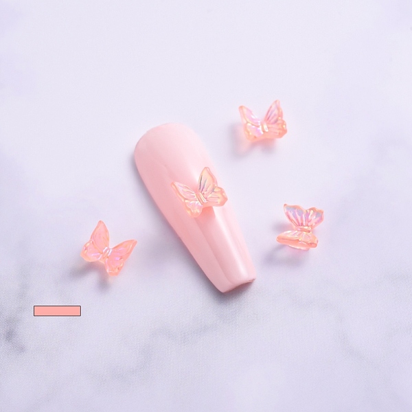 

PandaHall Electroplated 3D Resin Cabochons, Nail Art Decoration Accessories, Butterfly, Light Salmon, 6.5x6.5x3mm Resin Butterfly