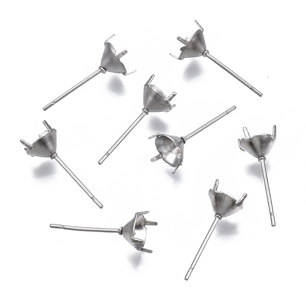 

PandaHall 316 Surgical Stainless Steel Stud Earring Setting, Fit for Rhinestone, Stainless Steel Color, Fit for 5mm Rhinestone, 15x6mm, Pin...