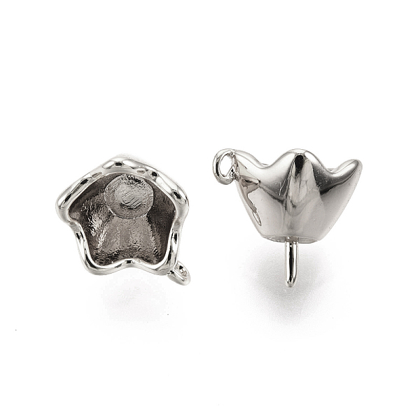 

PandaHall Ion Plating(IP) Brass Finding, Nickel Free, Flower, Real Platinum Plated, 7x8x7mm, Hole: 0.7mm Brass
