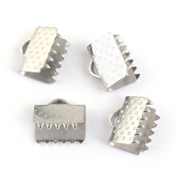 

PandaHall 304 Stainless Steel Ribbon Crimp Ends, Stainless Steel Color, 7x8.5mm, Hole: 2mm 304 Stainless Steel