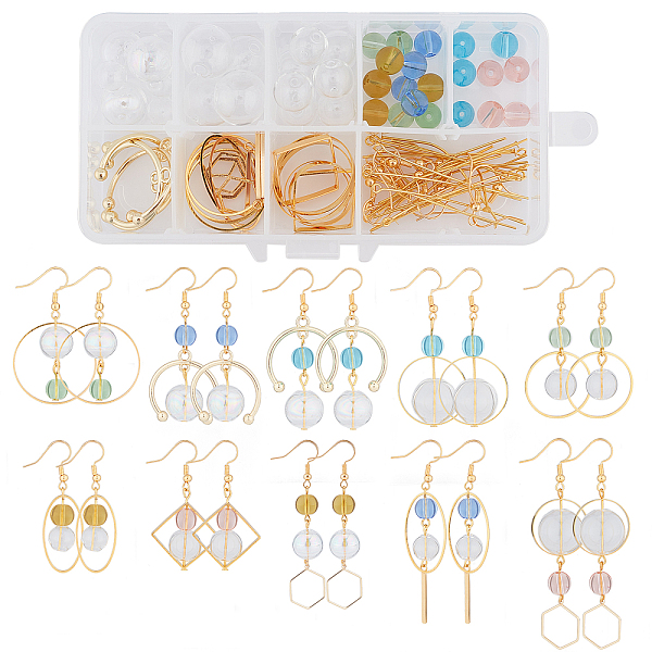 

PandaHall SUNNYCLUE DIY Earring Making Kits, Including Blown Glass Globe Beads Brass Bead Frames, 304 Stainless Steel Pendants, Alloy &..., Multicolor