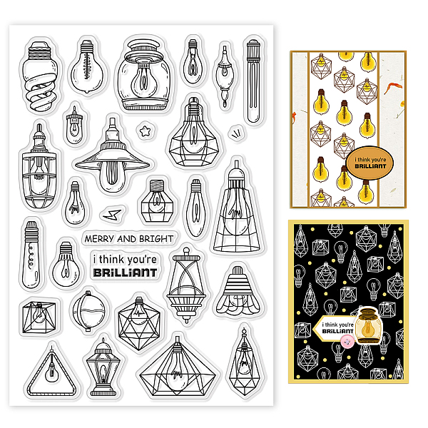 

PandaHall GLOBLELAND Light Bulb Clear Stamps Greeting Words Silicone Clear Stamp Seals for Cards Making DIY Scrapbooking Photo Journal Album...