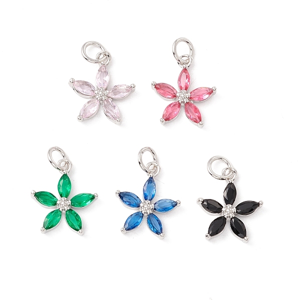 

PandaHall Brass Micro Pave Cubic Zirconia Pendants, with Jump Rings, Cadmium Free & Lead Free, Long-Lasting Plated, Platinum, Flower, Mixed..., Multicolor