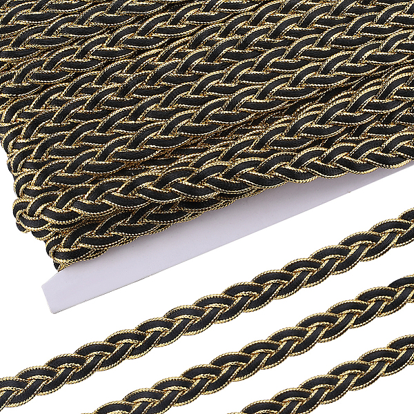 

PandaHall GORGECRAFT 20 Yards Braid Trim 1.2cm Wide Gold Line Twist Braided Woven Webbing Lace Chain Ribbon Metallic Applique Scroll Wave..., Black