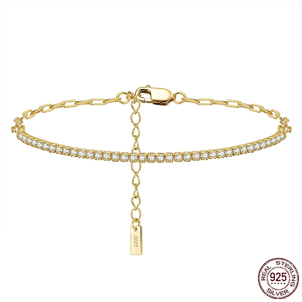 

PandaHall Clear Cubic Zirconia Tennis Bracelets, 925 Sterling Silver Paperclip Chains Bracelet, with S925 Stamp, Golden, 18x0.2cm Sterling...