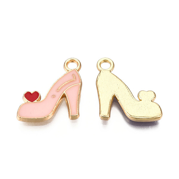 

PandaHall Alloy Pendants, with Enamel, Light Gold, High-Heeled Shoes, Pink, 16x14x2mm, Hole: 2mm Alloy+Enamel Shoes Pink