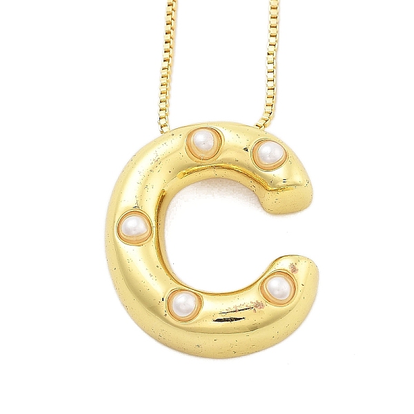 Colliers à chaîne en forme de boîte avec pendentif en forme de lettre en laiton et en plastique pour femmes