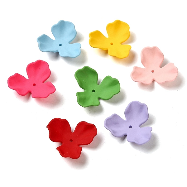 

PandaHall Opaque Acrylic Bead Caps, 3-Petal Flower, Mixed Color, 26x25x5mm, Hole: 1.6mm Acrylic Multicolor