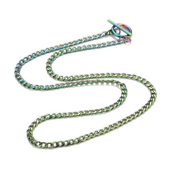 

PandaHall Ion Plating(IP) 304 Stainless Steel Chain Necklaces, Rainbow Color, 19.72 inch(50.1cm) 304 Stainless Steel