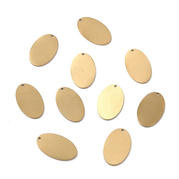 

PandaHall Ion Plating(IP) 304 Stainless Steel Pendants, Double Side Drawbench, Stamping Blank Tag, Oval, Golden, 22x13.5x1mm, Hole: 1.2mm...
