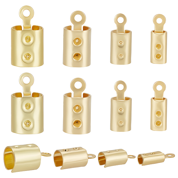 

PandaHall Beebeecraft 120Pcs 4 Size 304 Stainless Steel Folding Crimp Ends, Fold Over Crimp Cord Ends, Column, Golden...