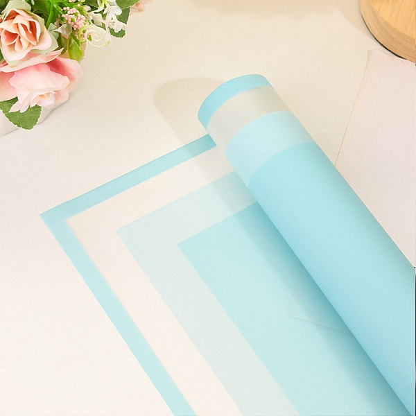 PandaHall 20 Sheets Waterproof Gift Wrapping Paper, Square, Folded Flower Bouquet Wrapping Paper Decoration, Light Sky Blue, 580x580mm Paper...