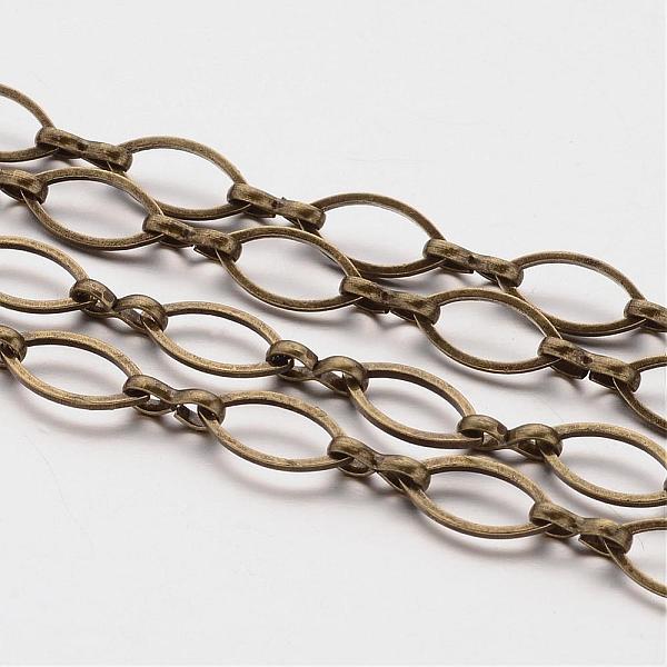 

PandaHall Brass Handmade Chains, Marquise Link Chains, Unwelded, Horse Eye, Nickel Free, Antique Bronze, 12x6x1mm, 3 Shape Clasp...