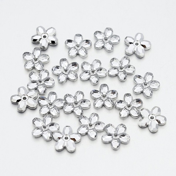 

PandaHall Back Plated Faceted Flower Taiwan Acrylic Rhinestone Beads, Clear, 10x10x2mm, Hole: 1mm Acrylic Flower Clear