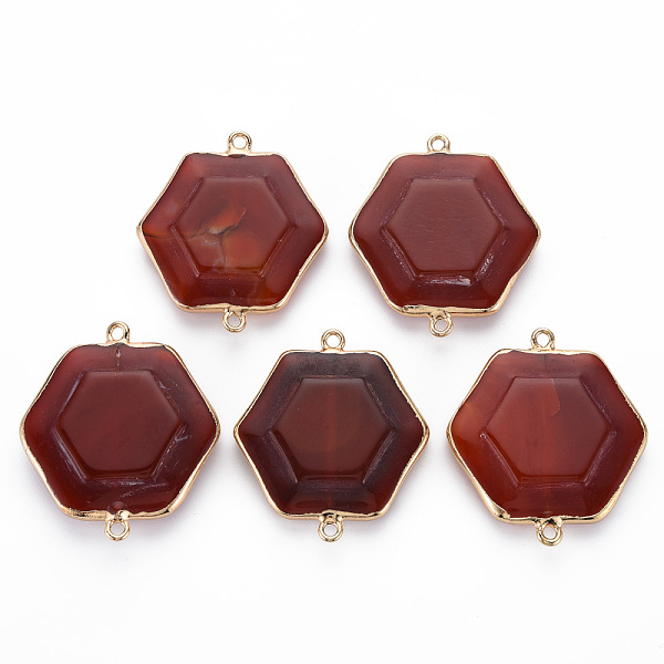 

PandaHall Natural Carnelian Link Connectors, with Golden Iron Edge and Loop, Dyed, Hexagon, 44~46x38~40x6~10mm, Hole: 2.5mm Carnelian...