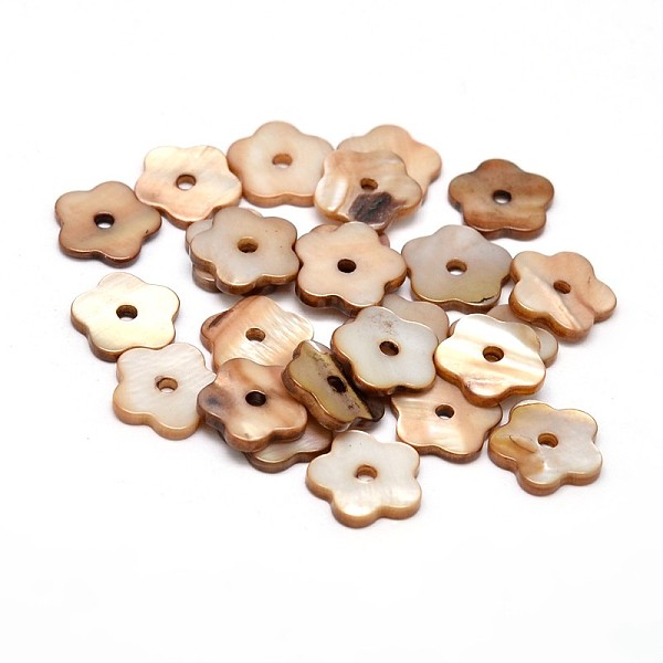 

PandaHall Dyed Natural Freshwater Shell Flower Beads, BurlyWood, 10x2mm, Hole: 1.5mm Freshwater Shell Flower Orange