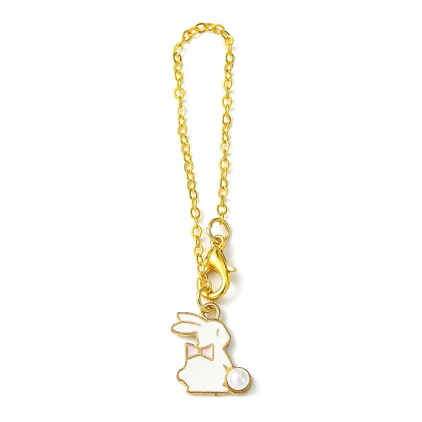 

PandaHall Alloy Enamel Rabbit Cup Pendant Decorations, with Brass Flat Oval Cable Chains, Pink, 130mm Alloy+Enamel Rabbit Pink