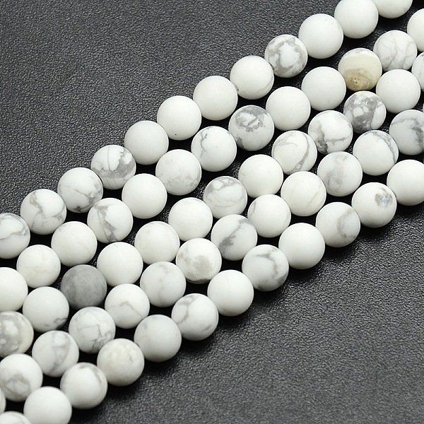 

PandaHall Frosted Howlite Round Bead Strands, 10mm, Hole: 1mm, about 37~39pcs/strand, 14.9~15.6 inch Howlite Round