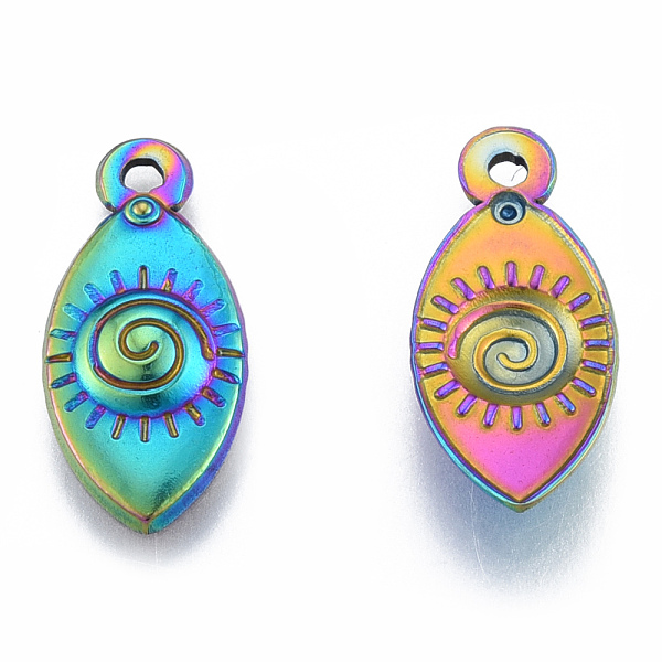 

PandaHall Ion Plating(IP) 201 Stainless Steel Pendants, Horse Eye, Rainbow Color, 21x10x2.5mm, Hole: 1.6mm 201 Stainless Steel Horse Eye