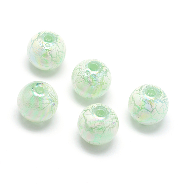 

PandaHall Spray Painted Acrylic Beads, Crackle Style, AB Colour, Round, Pale Turquoise, 10mm, Hole: 2mm, about 920pcs/500g Acrylic Round..., Cyan