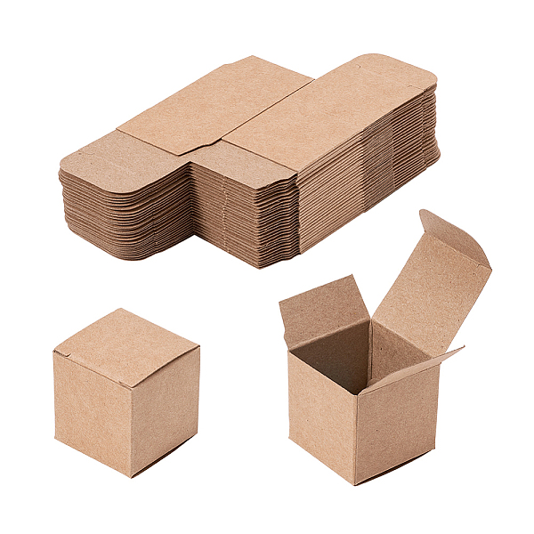 

PandaHall Kraft Paper Box, Square, Dark Goldenrod, 3.8x3.8x3.8cm Paper Square Gold