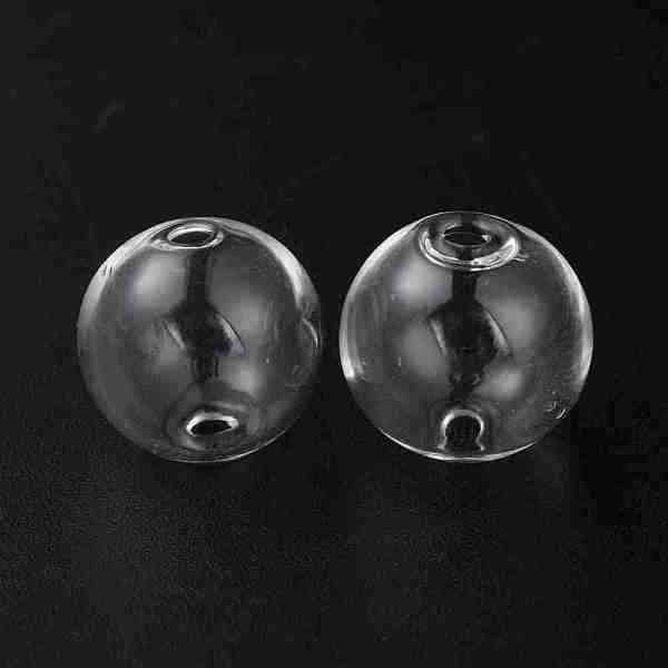 

PandaHall Handmade Two Holes Blown Glass Globe Beads, Round, for DIY Wish Bottle Pendants Glass Beads, Clear, 14mm, Hole: 2mm Glass Round...