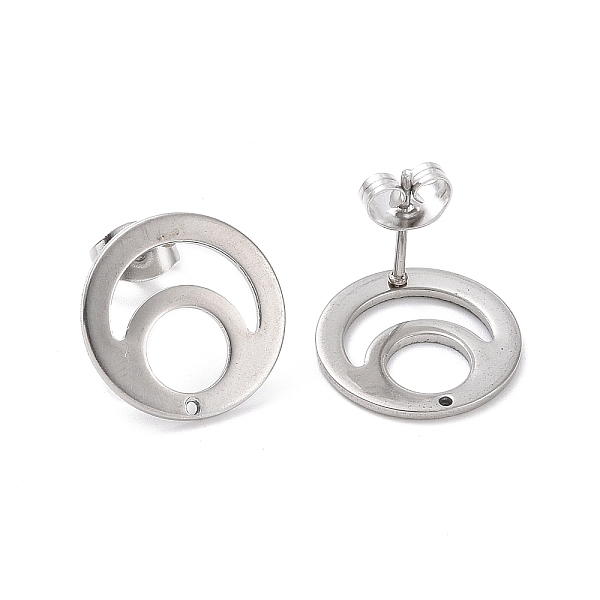

PandaHall 201 Stainless Steel Stud Earring Findings, with 304 Stainless Steel Pin and Ear Nuts, Flat Round, Stainless Steel Color, 15mm...
