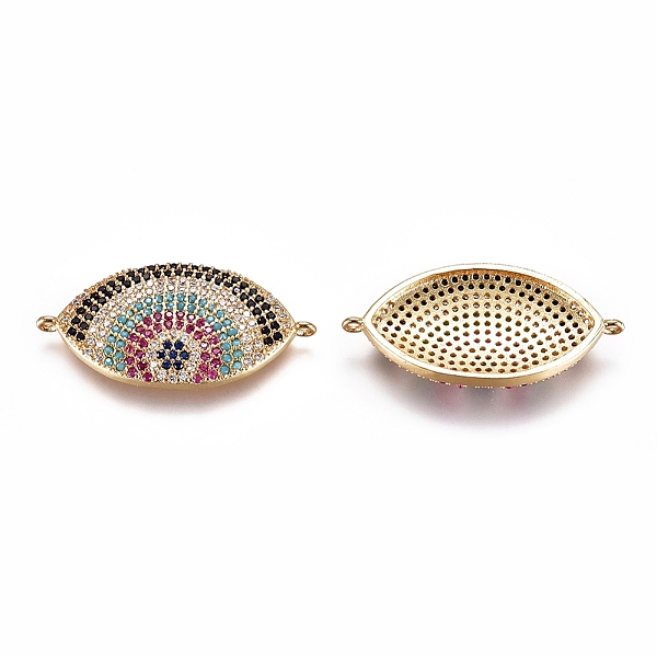 

PandaHall Brass Micro Pave Cubic Zirconia Links connectors, Eye, Colorful, Golden, 30x15x4mm, Hole: 1mm Brass+Cubic Zirconia Eye