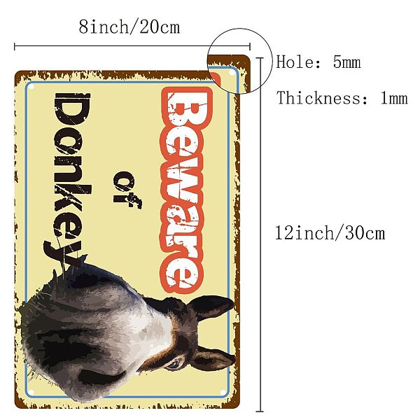

PandaHall Rectangle Metal Iron Sign Poster, for Home Wall Decoration, Donkey Pattern, 300x200x0.5mm Iron Donkey