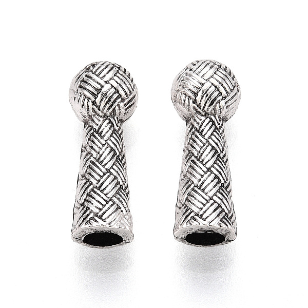 Tibetan Style Alloy End Caps, Cadmium Free & Lead Free, Antique Silver, 19x7mm, Hole: 1.6mm, 538pcs/1000g