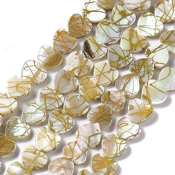 

PandaHall Drawbench Style Natural Freshwater Shell Beads Strands, AB Color Plated, Heart, Colorful, 10x10~10.5x3mm, Hole: 0.5mm, about...