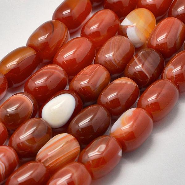 

PandaHall Natural Sardonyx Agate Beads Strands, Barrel, FireBrick, 17~18x13mm, Hole: 2mm, about 21pcs/strand, 15.16 inch~15.35 inch Sardonyx..., Red