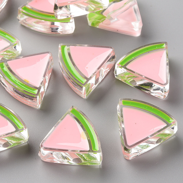 

PandaHall Transparent Enamel Acrylic Beads, Watermelon, Misty Rose, 23.5x25.5x9mm, Hole: 3.5mm Acrylic Fruit