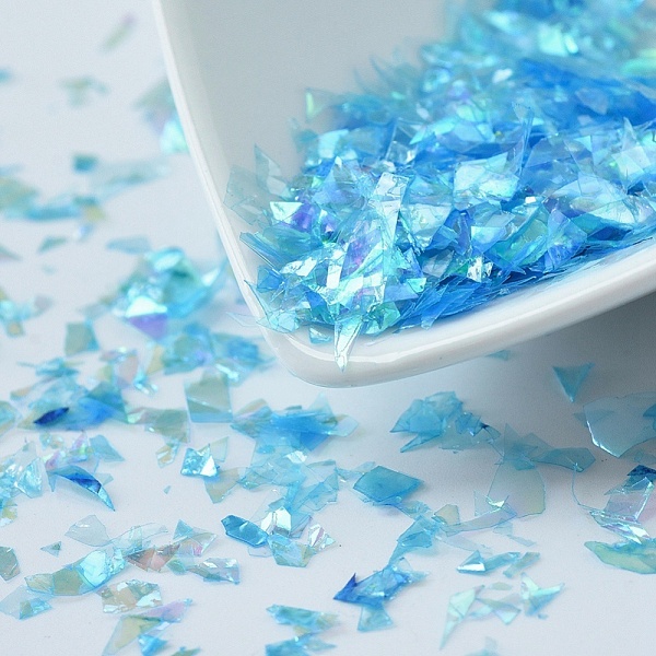 

PandaHall Plastic Candy Sequins/Paillette Chip, UV Resin Filler, for Epoxy Resin Jewelry Making, Deep Sky Blue, 2~20x2~16mm Plastic Blue