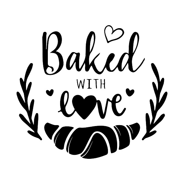 

PandaHall PVC Wall Stickers, for Home Living Room Bedroom Decoration, Word Baked with Love, Word, 350x740mm Plastic Word