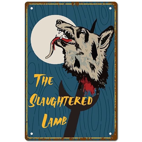 PandaHall CREATCABIN The Slaughtered Lamb Vintage Metal Tin Sign Retro Wall Art Decor House Plaque Poster for Home Bar Pub Garden Kitchen...