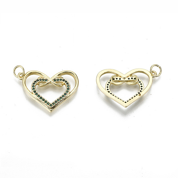 

PandaHall Real 16K Gold Plated Brass Micro Pave Cubic Zirconia Pendants, with Jump Ring, Cadmium Free & Nickel Free & Lead Free, Heart in..., Green
