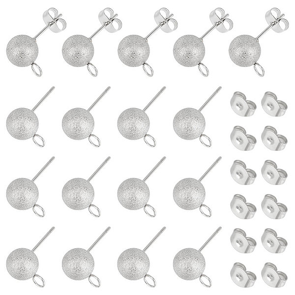 

PandaHall Unicraftale 50Pcs 304 Stainless Steel Stud Earring Findings, Ball Stud Earring Finding Post with Ear Nuts and Horizontal Loops...