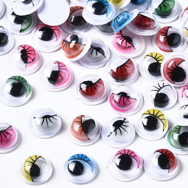PandaHall Plastic Wiggle Googly Eyes Buttons DIY Scrapbooking Crafts Toy Accessories with Label Paster on Back, Mixed Color, 6mm Plastic...