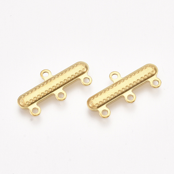 

PandaHall 304 Stainless Steel Chandelier Component Links, 3-Strand Reducer Connector, Rectangle, Golden, 10x20x1mm, Hole: 1.2mm 304...