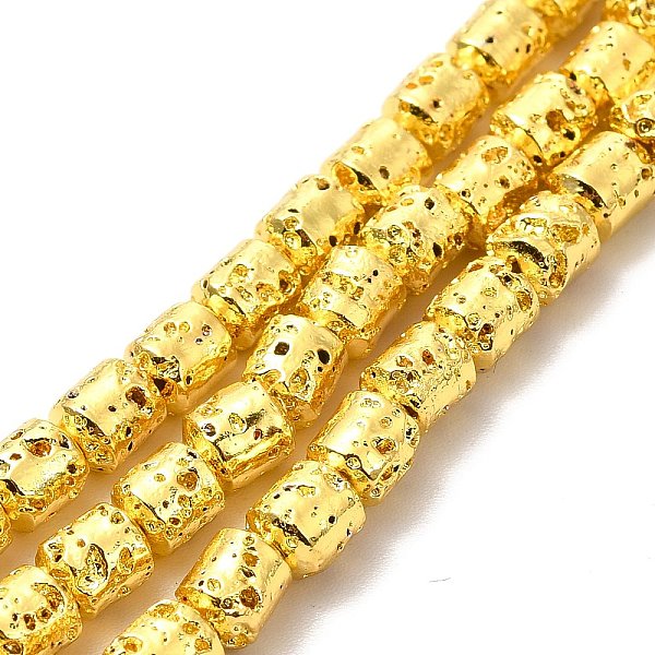 

PandaHall Electroplated Natural Lava Rock Beads Strands, Column, Golden Plated, 5x4mm, Hole: 1mm, about 80~83pcs/strand, 15.75~15.87 inch...