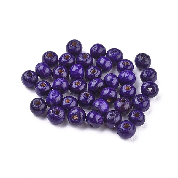 

PandaHall Dyed Natural Wood Beads, Round, Lead Free, Indigo, 8x7mm, Hole: 3mm, about 6000pcs/1000g Maple Wood Round Purple