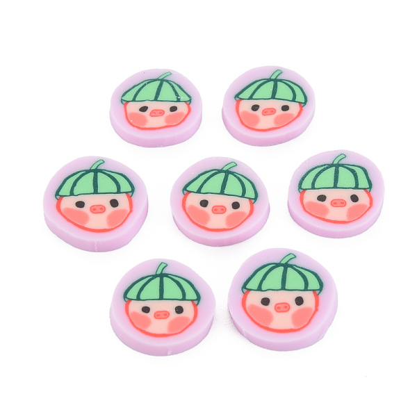 

PandaHall Handmade Polymer Clay Cabochons, Flat Round with Watermelon, Light Green, 9~11x1.5~2mm, about 4500pcs/1000g Polymer Clay Flat...