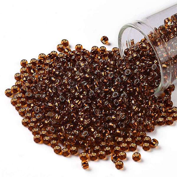 

PandaHall TOHO Round Seed Beads, Japanese Seed Beads, (2154S) Silver Lined Orange Amber, 8/0, 3mm, Hole: 1mm, about 222pcs/bottle...