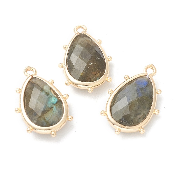 

PandaHall Natural Labradorite Pendants, with Golden Brass Edge, Faceted, Teardrop, 22.5x14x5.5mm, Hole: 1.6mm Labradorite Teardrop